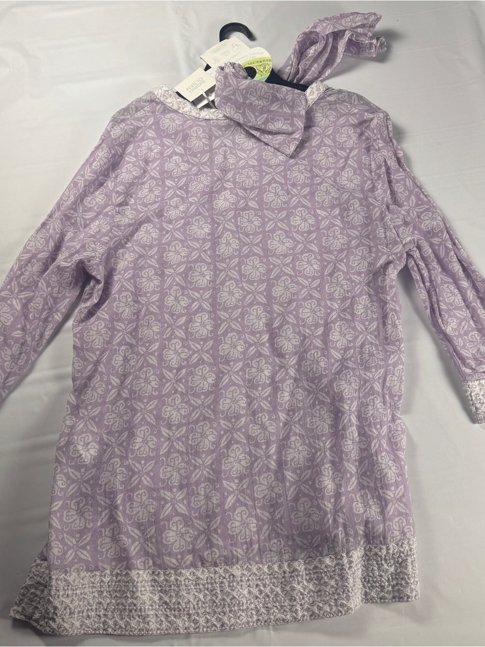 NWT Sigrid Olsen Women XL Tunic Blouse Matching Scarf Set Purple Floral - Picture 6 of 14